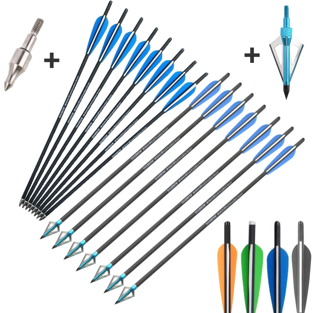 Crossbow Bolt Broadhead - 6/12 pçs 16/17/18/20/21/22 Polegada setas de