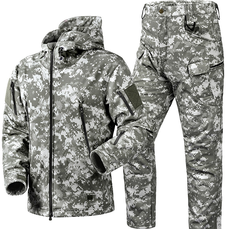 Safari Outdoor Hunting Jackets - Inverno engrossar terno camuflado masculino à