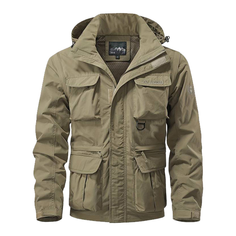 Safari Outdoor Hunting Jackets - Manga destacável à prova de vento